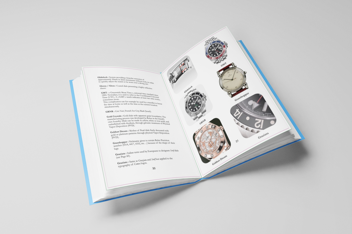 Livre ouvert Glossary Rolex de Gaspard Sanders